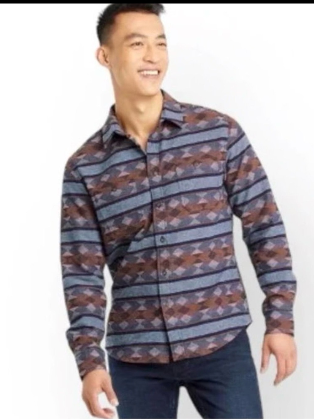 Men's Aztec woven print button down